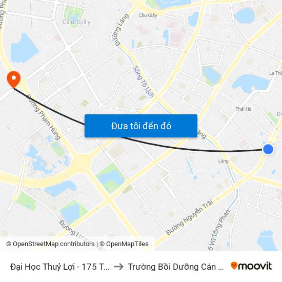 Đại Học Thuỷ Lợi - 175 Tây Sơn (Cột Trước) to Trường Bồi Dưỡng Cán Bộ Giáo Dục Hà Nội map