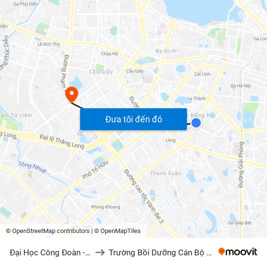 Đại Học Công Đoàn - 169 Tây Sơn to Trường Bồi Dưỡng Cán Bộ Giáo Dục Hà Nội map