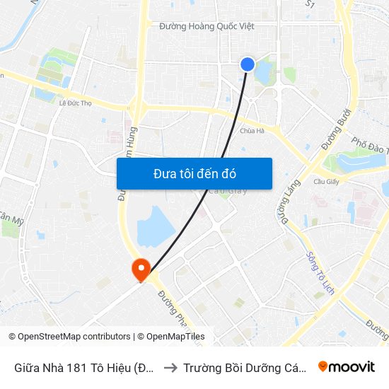 Giữa Nhà 181 Tô Hiệu (Đối Diện Thcs Nghĩa Tân) to Trường Bồi Dưỡng Cán Bộ Giáo Dục Hà Nội map