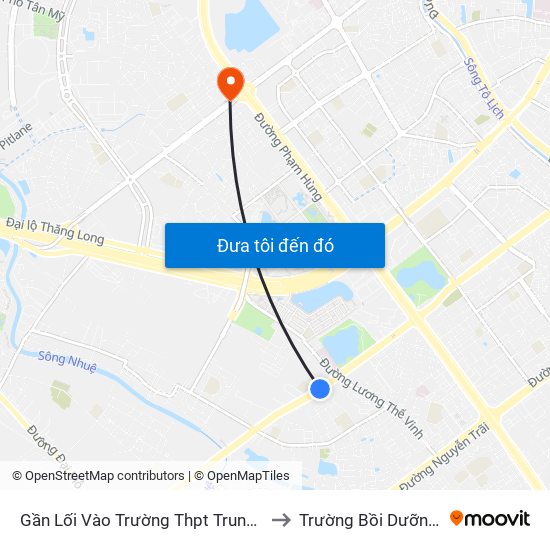 Gần Lối Vào Trường Thpt Trung Văn (Qua Ngã 4 Lương Thế Vinh - Tố Hữu) to Trường Bồi Dưỡng Cán Bộ Giáo Dục Hà Nội map