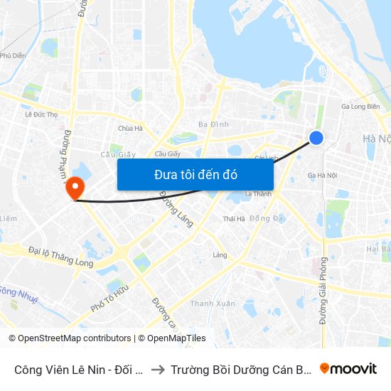 Công Viên Lê Nin - Đối Diện 35 Trần Phú to Trường Bồi Dưỡng Cán Bộ Giáo Dục Hà Nội map