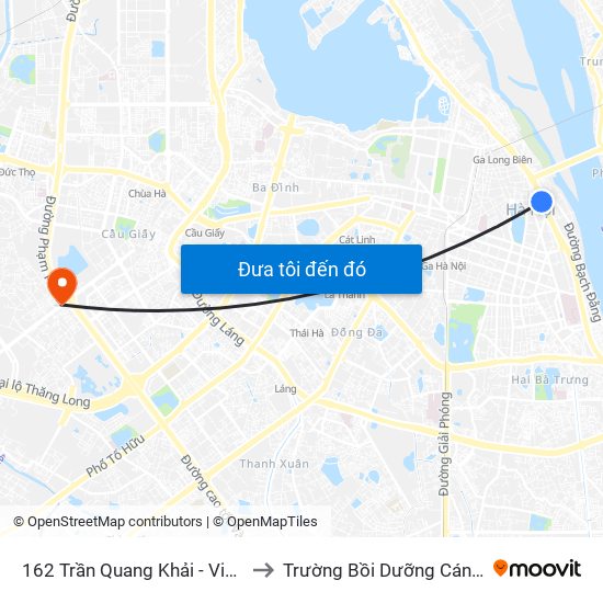 162 Trần Quang Khải - Viện Quy Hoạch Thủy Lợi to Trường Bồi Dưỡng Cán Bộ Giáo Dục Hà Nội map