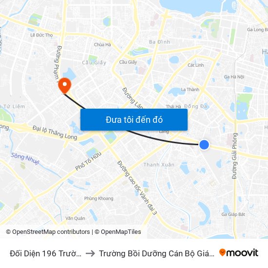 Đối Diện 196 Trường Chinh to Trường Bồi Dưỡng Cán Bộ Giáo Dục Hà Nội map