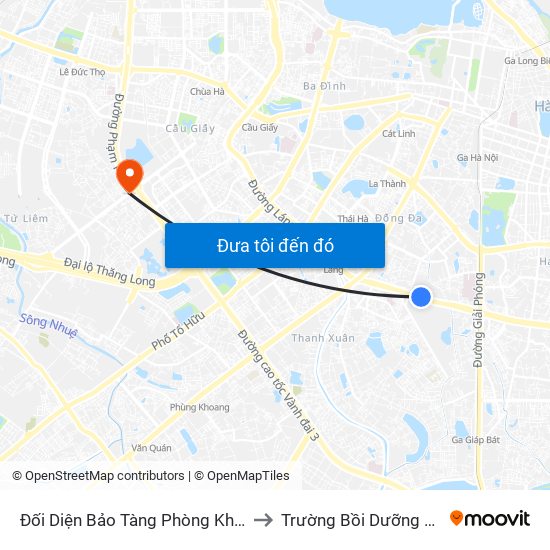 Đối Diện Bảo Tàng Phòng Không Không Quân - Trường Chinh to Trường Bồi Dưỡng Cán Bộ Giáo Dục Hà Nội map