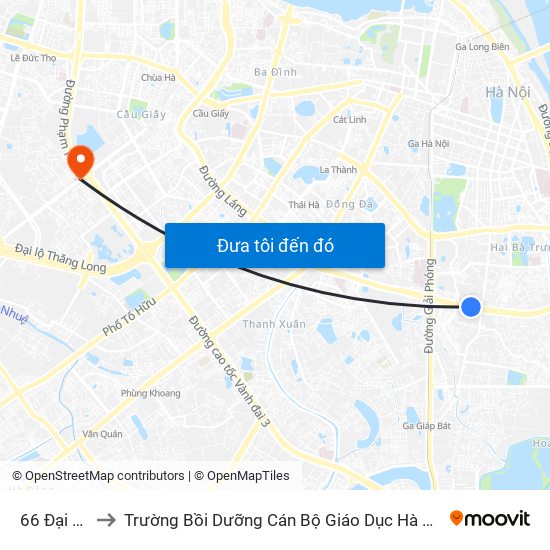 66 Đại La to Trường Bồi Dưỡng Cán Bộ Giáo Dục Hà Nội map