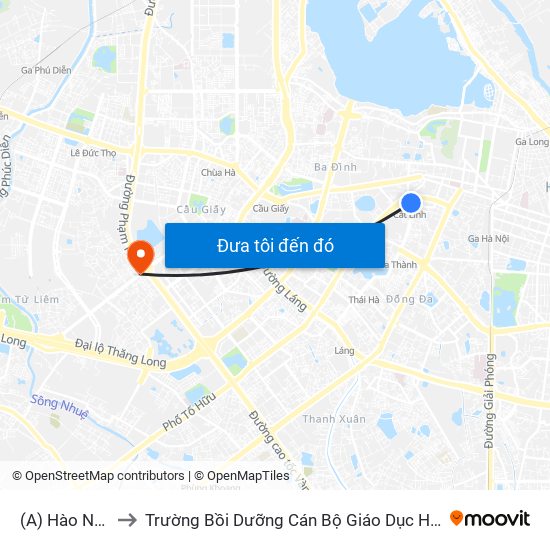 (A) Hào Nam to Trường Bồi Dưỡng Cán Bộ Giáo Dục Hà Nội map