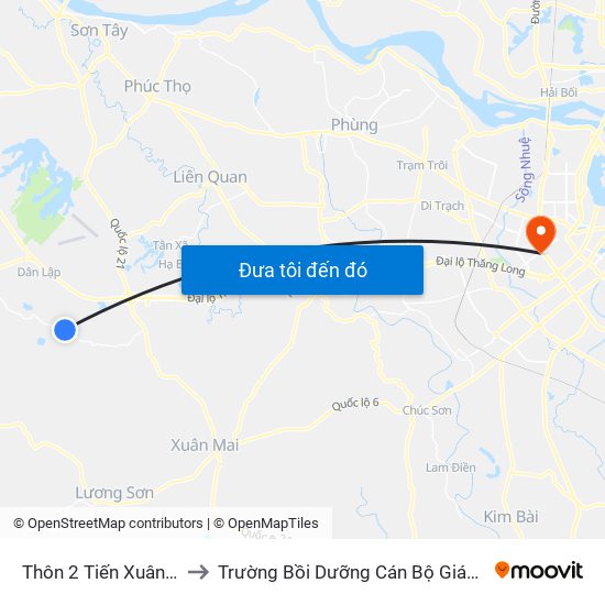 Thôn 2 Tiến Xuân - Dt446 to Trường Bồi Dưỡng Cán Bộ Giáo Dục Hà Nội map