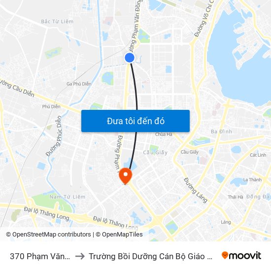 370 Phạm Văn Đồng to Trường Bồi Dưỡng Cán Bộ Giáo Dục Hà Nội map