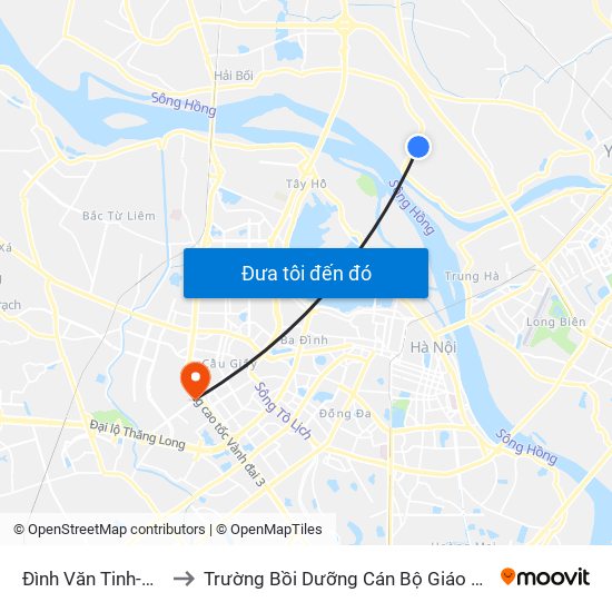 Đình Văn Tinh-Đê 406 to Trường Bồi Dưỡng Cán Bộ Giáo Dục Hà Nội map