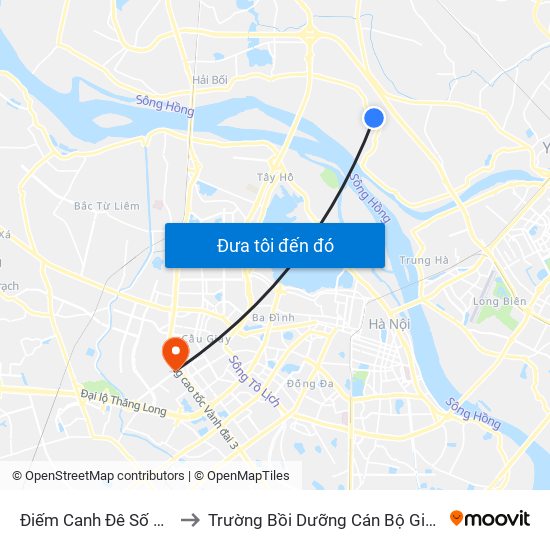 Điếm Canh Đê Số 11-Đê 406 to Trường Bồi Dưỡng Cán Bộ Giáo Dục Hà Nội map