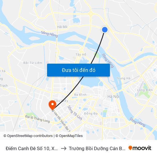 Điếm Canh Đê Số 10, Xã Tàm Xá-Đê 406 to Trường Bồi Dưỡng Cán Bộ Giáo Dục Hà Nội map