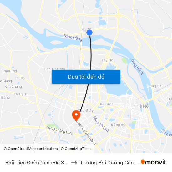 Đối Diện Điếm Canh Đê Số 6-Đê Tả Sông Hồng to Trường Bồi Dưỡng Cán Bộ Giáo Dục Hà Nội map