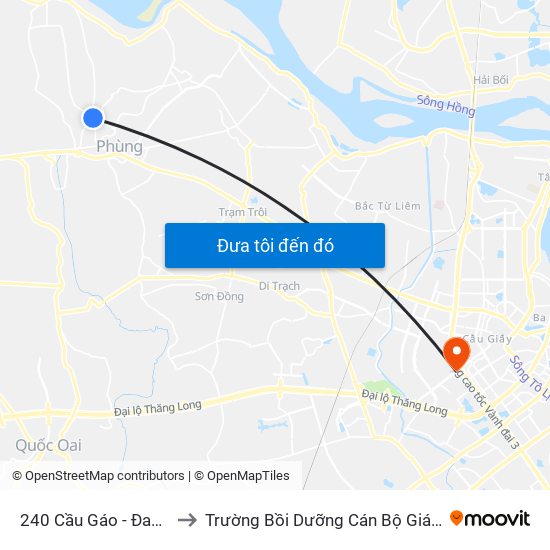 240 Cầu Gáo - Đan Phượng to Trường Bồi Dưỡng Cán Bộ Giáo Dục Hà Nội map