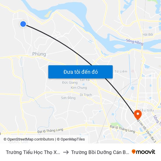 Trường Tiểu Học Thọ Xuân - Đan Phượng to Trường Bồi Dưỡng Cán Bộ Giáo Dục Hà Nội map