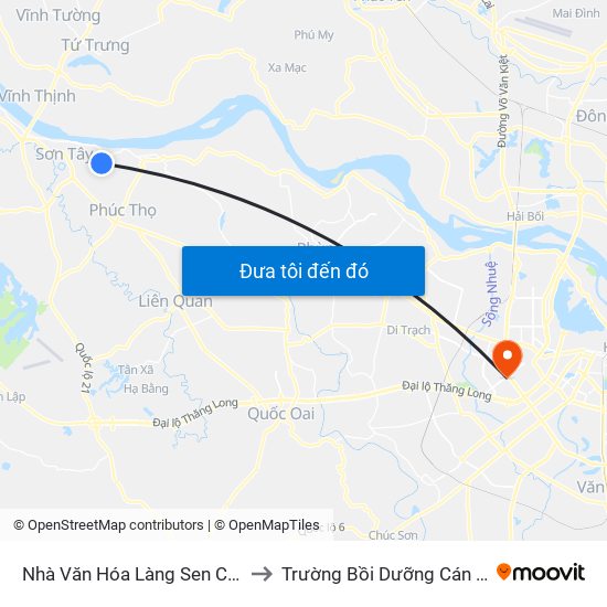 Nhà Văn Hóa Làng Sen Chiều - Xã Sen  Phương to Trường Bồi Dưỡng Cán Bộ Giáo Dục Hà Nội map