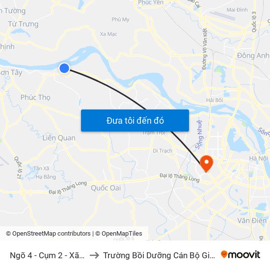 Ngõ 4 - Cụm 2 - Xã Vân Phúc to Trường Bồi Dưỡng Cán Bộ Giáo Dục Hà Nội map