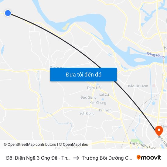 Đối Diện Ngã 3 Chợ Đê - Thôn 4 - Vân Nam - Phúc Thọ to Trường Bồi Dưỡng Cán Bộ Giáo Dục Hà Nội map