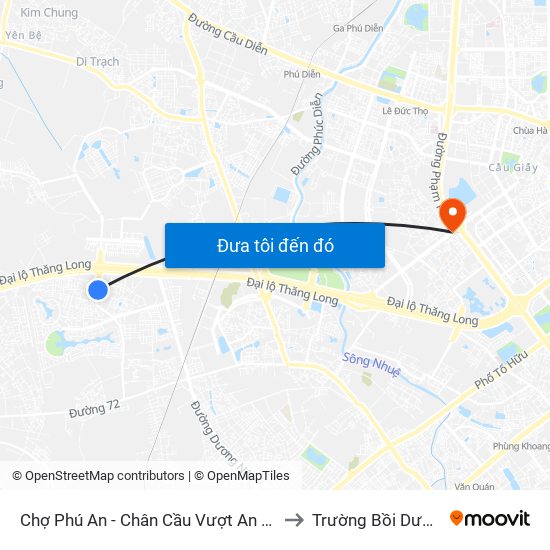 Chợ Phú An - Chân Cầu Vượt An Khánh (Đối Diện Số Nhà 24 Chân Cầu Vượt An Khánh) to Trường Bồi Dưỡng Cán Bộ Giáo Dục Hà Nội map