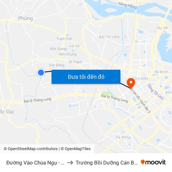 Đường Vào Chùa Ngụ - Đê Song Phương to Trường Bồi Dưỡng Cán Bộ Giáo Dục Hà Nội map