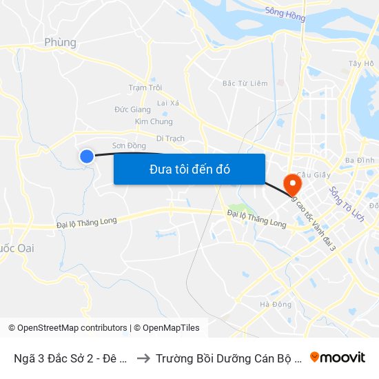 Ngã 3 Đắc Sở 2 - Đê Song Phương to Trường Bồi Dưỡng Cán Bộ Giáo Dục Hà Nội map