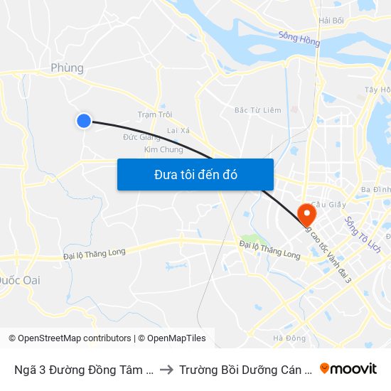 Ngã 3 Đường Đồng Tâm - Minh Khai, Cát Quế to Trường Bồi Dưỡng Cán Bộ Giáo Dục Hà Nội map