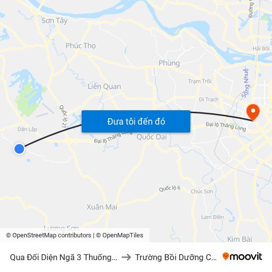 Qua Đối Diện Ngã 3 Thuống - Yên Bình - Thạch Thất 30m to Trường Bồi Dưỡng Cán Bộ Giáo Dục Hà Nội map