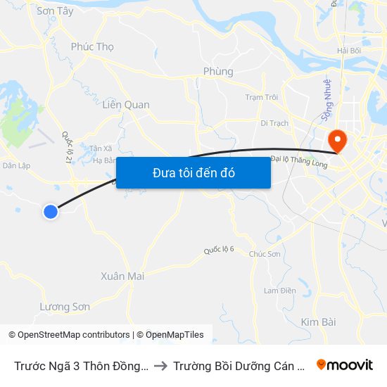 Trước Ngã 3 Thôn Đồng Rằng - Đông Xuân to Trường Bồi Dưỡng Cán Bộ Giáo Dục Hà Nội map