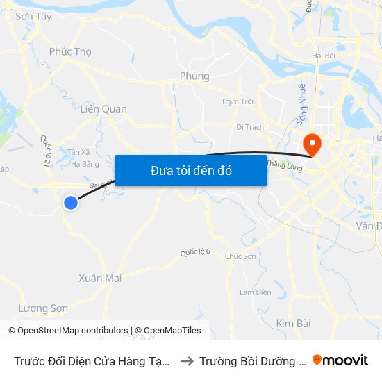 Trước Đối Diện Cửa Hàng Tạp Hóa Phương Tài - Thôn 7 - Phú Cát to Trường Bồi Dưỡng Cán Bộ Giáo Dục Hà Nội map