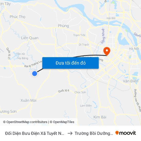 Đối Diện Bưu Điện Xã Tuyết Nghĩa - Thôn Đồng Sơn - Xã Tuyết Nghĩa to Trường Bồi Dưỡng Cán Bộ Giáo Dục Hà Nội map