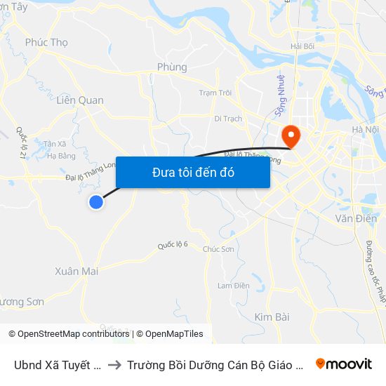 Ubnd Xã Tuyết Nghĩa to Trường Bồi Dưỡng Cán Bộ Giáo Dục Hà Nội map