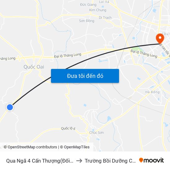 Qua Ngã 4 Cấn Thượng(Đối Diện Cổng Làng Phú Cường) to Trường Bồi Dưỡng Cán Bộ Giáo Dục Hà Nội map