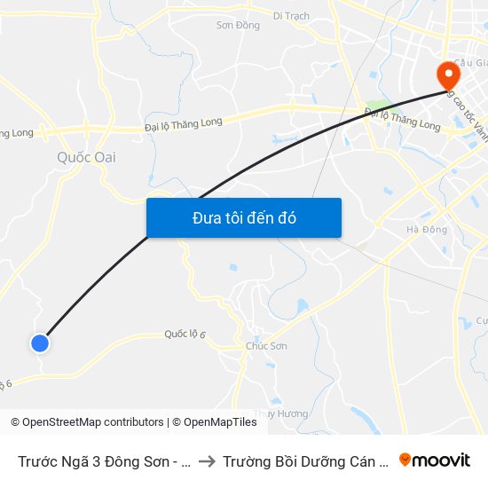 Trước Ngã 3 Đông Sơn - Thôn Quyết Thượng to Trường Bồi Dưỡng Cán Bộ Giáo Dục Hà Nội map