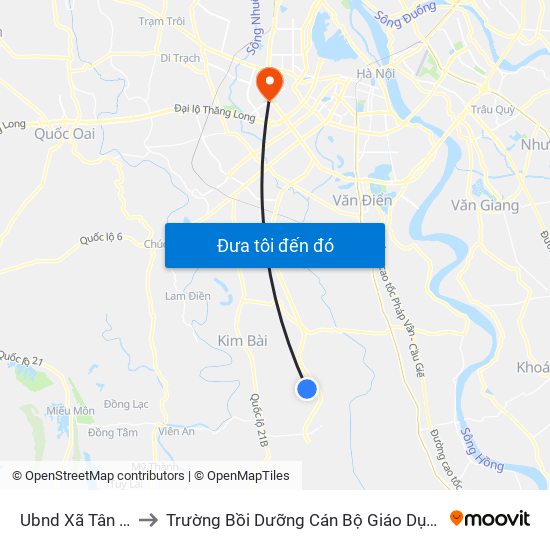 Ubnd Xã Tân Ước to Trường Bồi Dưỡng Cán Bộ Giáo Dục Hà Nội map