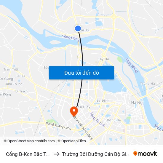 Cổng B-Kcn Bắc Thăng Long to Trường Bồi Dưỡng Cán Bộ Giáo Dục Hà Nội map