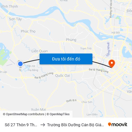 Số 27 Thôn 9 Thạch Hòa to Trường Bồi Dưỡng Cán Bộ Giáo Dục Hà Nội map