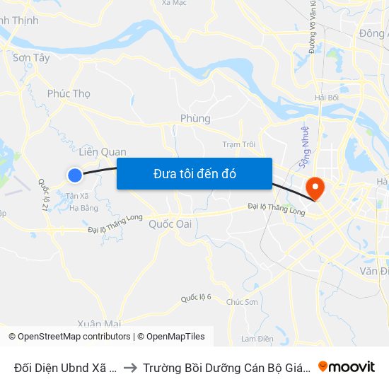 Đối Diện Ubnd Xã Bình Yên to Trường Bồi Dưỡng Cán Bộ Giáo Dục Hà Nội map