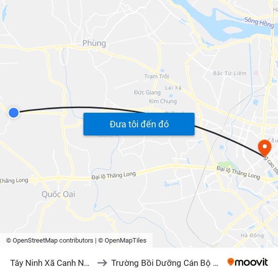 Tây Ninh Xã Canh Nậu (Chiều Đi) to Trường Bồi Dưỡng Cán Bộ Giáo Dục Hà Nội map