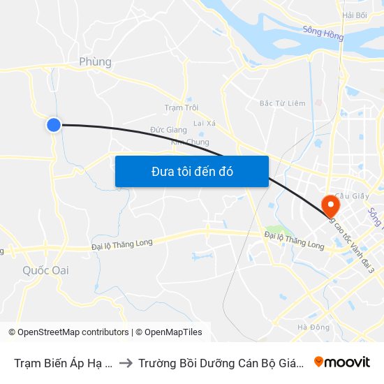 Trạm Biến Áp Hạ Hiệp 14 to Trường Bồi Dưỡng Cán Bộ Giáo Dục Hà Nội map