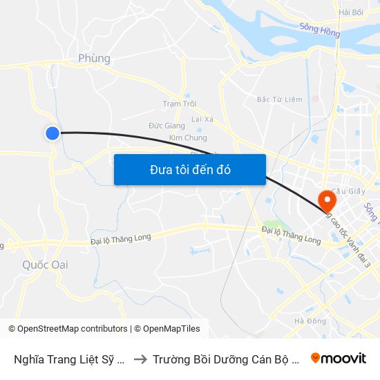 Nghĩa Trang Liệt Sỹ Xã Liên Hiệp to Trường Bồi Dưỡng Cán Bộ Giáo Dục Hà Nội map