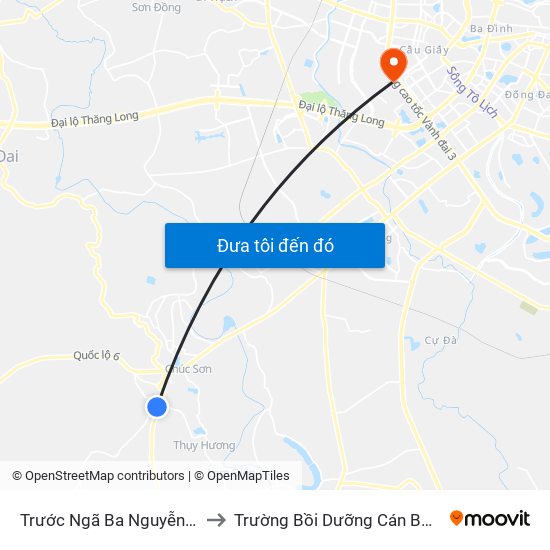 Trước Ngã Ba Nguyễn Văn Trỗi 100m to Trường Bồi Dưỡng Cán Bộ Giáo Dục Hà Nội map