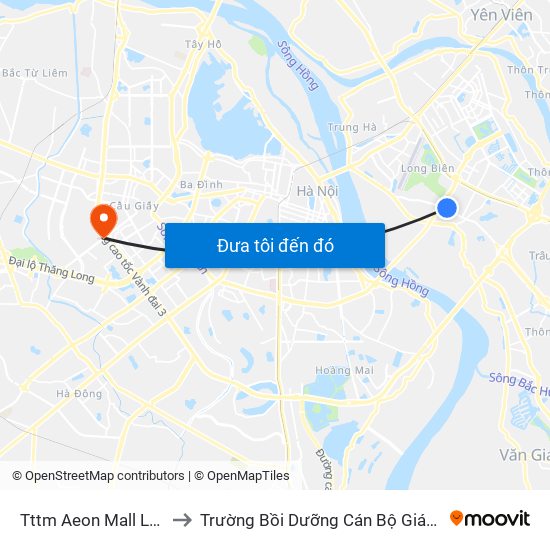 Tttm Aeon Mall Long Biên to Trường Bồi Dưỡng Cán Bộ Giáo Dục Hà Nội map