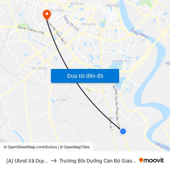 (A) Ubnd Xã Duyên Thái to Trường Bồi Dưỡng Cán Bộ Giáo Dục Hà Nội map