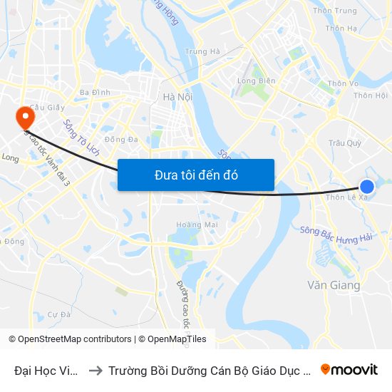 Đại Học Vinuni to Trường Bồi Dưỡng Cán Bộ Giáo Dục Hà Nội map