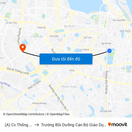 (A) Cv Thống Nhất to Trường Bồi Dưỡng Cán Bộ Giáo Dục Hà Nội map