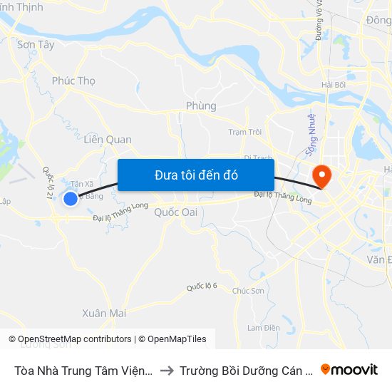 Tòa Nhà Trung Tâm Viện  Đo Lường Việt Nam to Trường Bồi Dưỡng Cán Bộ Giáo Dục Hà Nội map