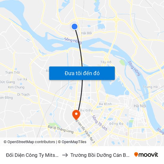 Đối Diện Công Ty Mitsubishi Việt Nam to Trường Bồi Dưỡng Cán Bộ Giáo Dục Hà Nội map