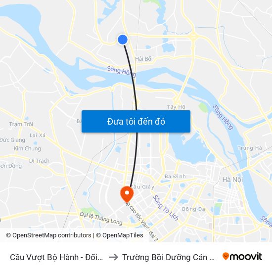 Cầu Vượt Bộ Hành - Đối Diện Công Ty Sato to Trường Bồi Dưỡng Cán Bộ Giáo Dục Hà Nội map