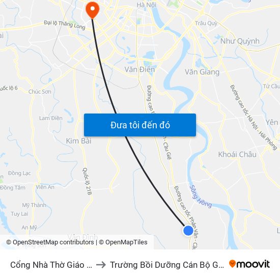 Cổng Nhà Thờ Giáo Sứ Phú Mỹ to Trường Bồi Dưỡng Cán Bộ Giáo Dục Hà Nội map