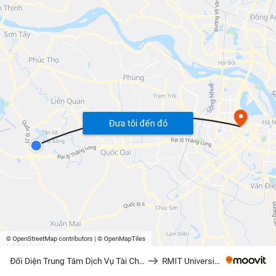 Đối Diện Trung Tâm Dịch Vụ Tài Chính Bộ Tài Chính to RMIT University Hanoi map