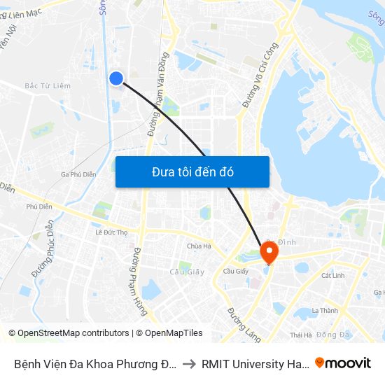 Bệnh Viện Đa Khoa Phương Đông to RMIT University Hanoi map